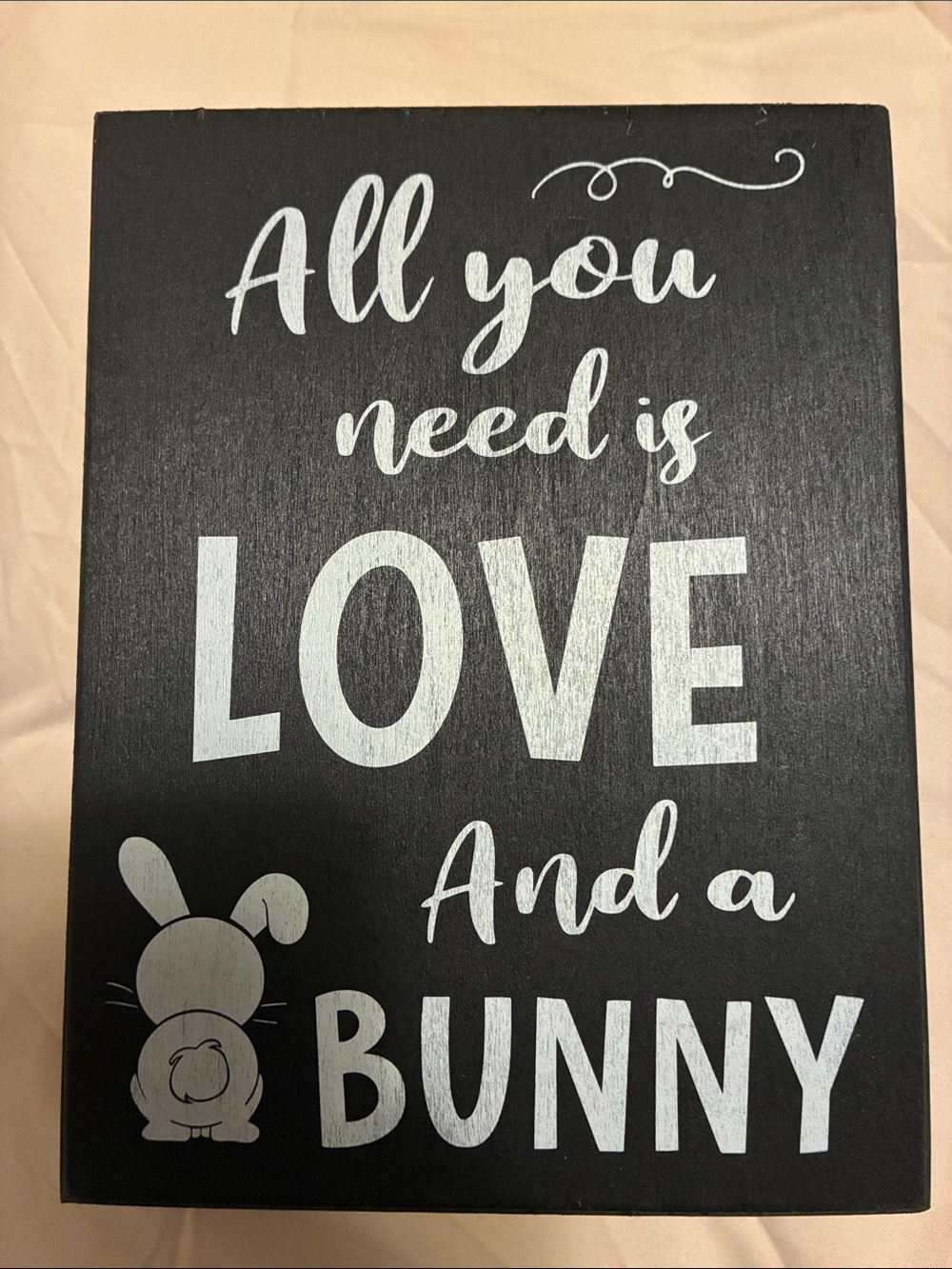 JennyGems Black Wood Lined Hinged Jewelry Box Bunny Quote 6x8"